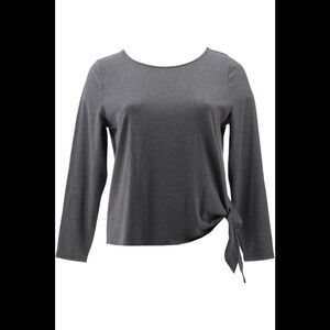 Belle by Kim Gravel TripleLuxe Knit Grommet Side Tie Top Charcoal - Regular